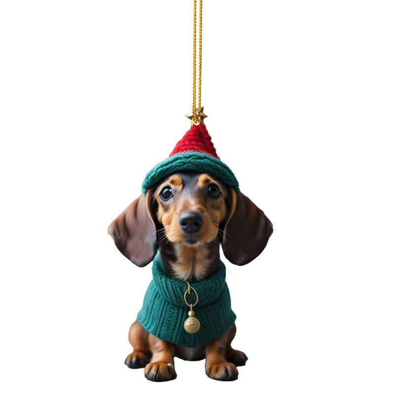 7-delige Kerstboomversiering - Hangende hondenornamenten