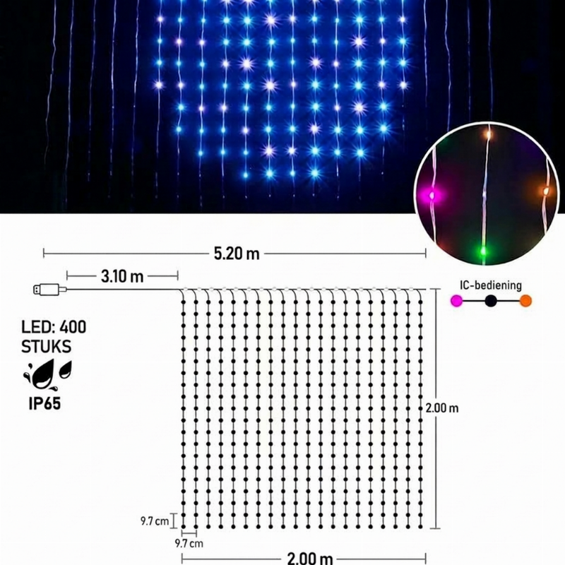 💥🌈 50% KORTING! Van gewone lichtjes naar een spectaculaire lichtshow! Teken patronen, voeg tekst of foto's toe en laat de kleuren dansen op de muziek – waterdicht & USB-gevoed!