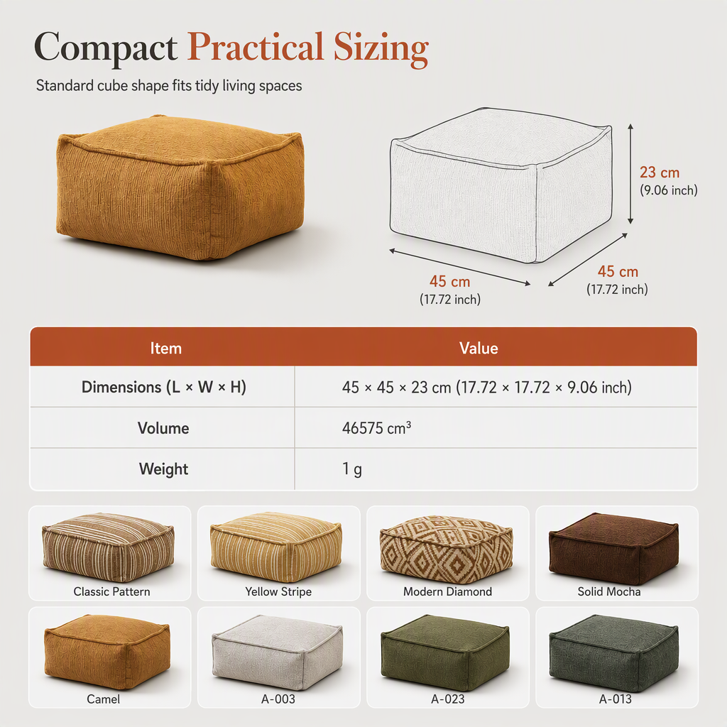 📢📢50% KORTING!! ⏰ Opbergpoefhoes – Grote ritssluiting, wasbaar & 45x45x23 cm ✨