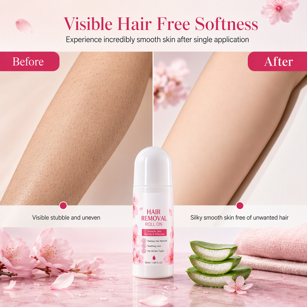 🪒🚫 Nooit meer scheermesjes, snijwondjes of irritatie! Deze roll-on ontharingsgel met kersenbloesem glijdt zacht over je huid – zijdezacht, zelfs op gevoelige plekken.