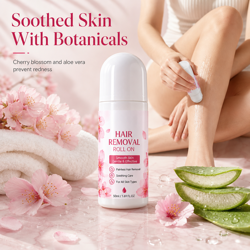 🪒🚫 Nooit meer scheermesjes, snijwondjes of irritatie! Deze roll-on ontharingsgel met kersenbloesem glijdt zacht over je huid – zijdezacht, zelfs op gevoelige plekken.