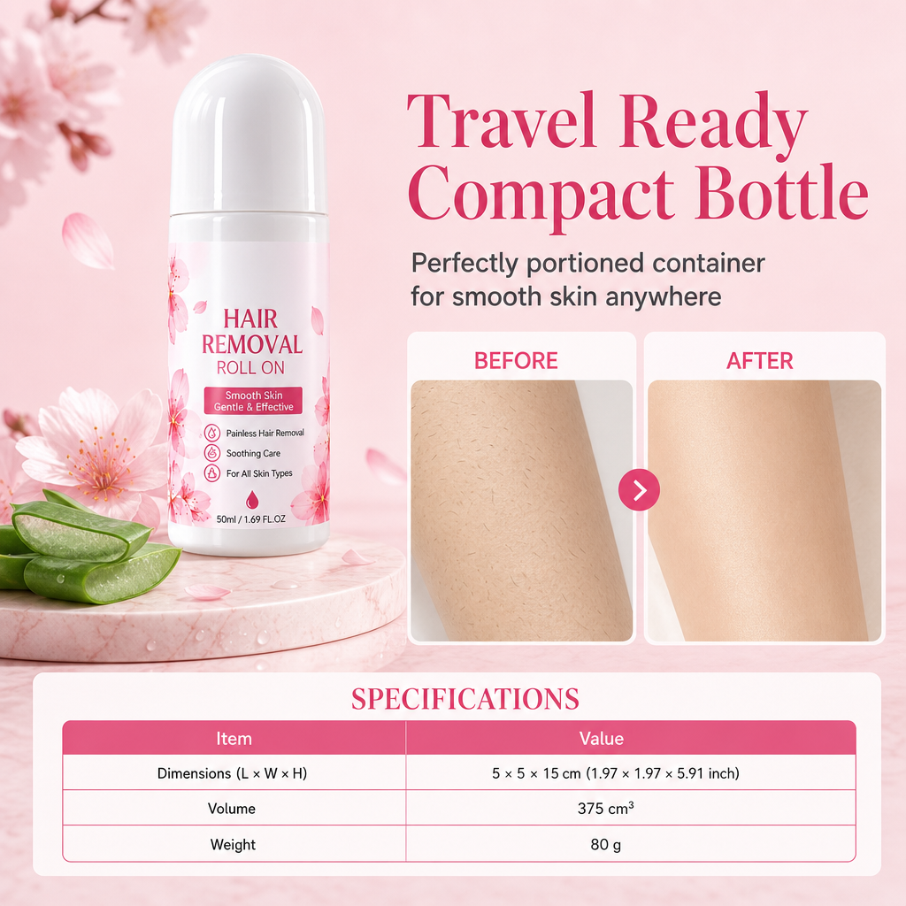 🪒🚫 Nooit meer scheermesjes, snijwondjes of irritatie! Deze roll-on ontharingsgel met kersenbloesem glijdt zacht over je huid – zijdezacht, zelfs op gevoelige plekken.