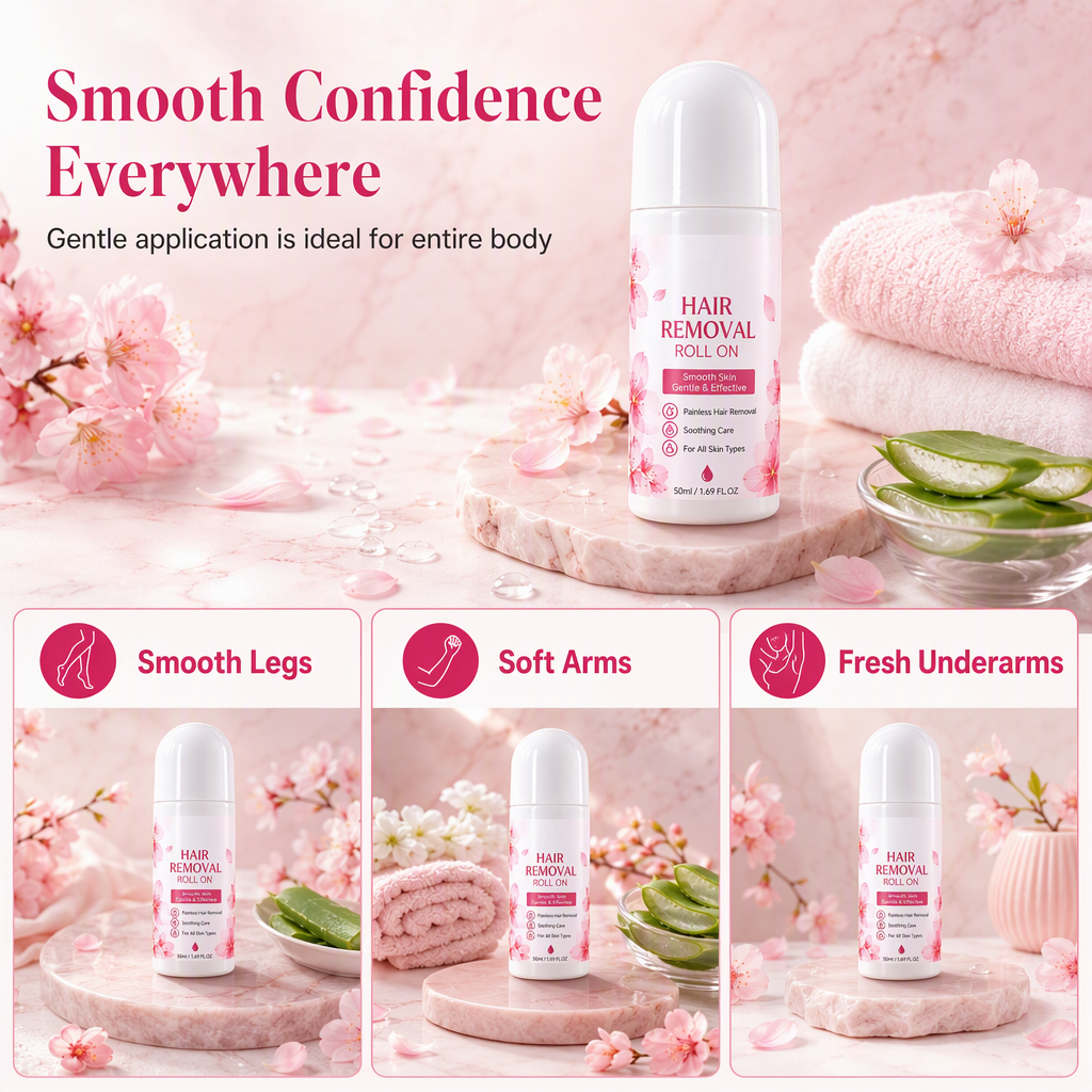🪒🚫 Nooit meer scheermesjes, snijwondjes of irritatie! Deze roll-on ontharingsgel met kersenbloesem glijdt zacht over je huid – zijdezacht, zelfs op gevoelige plekken.