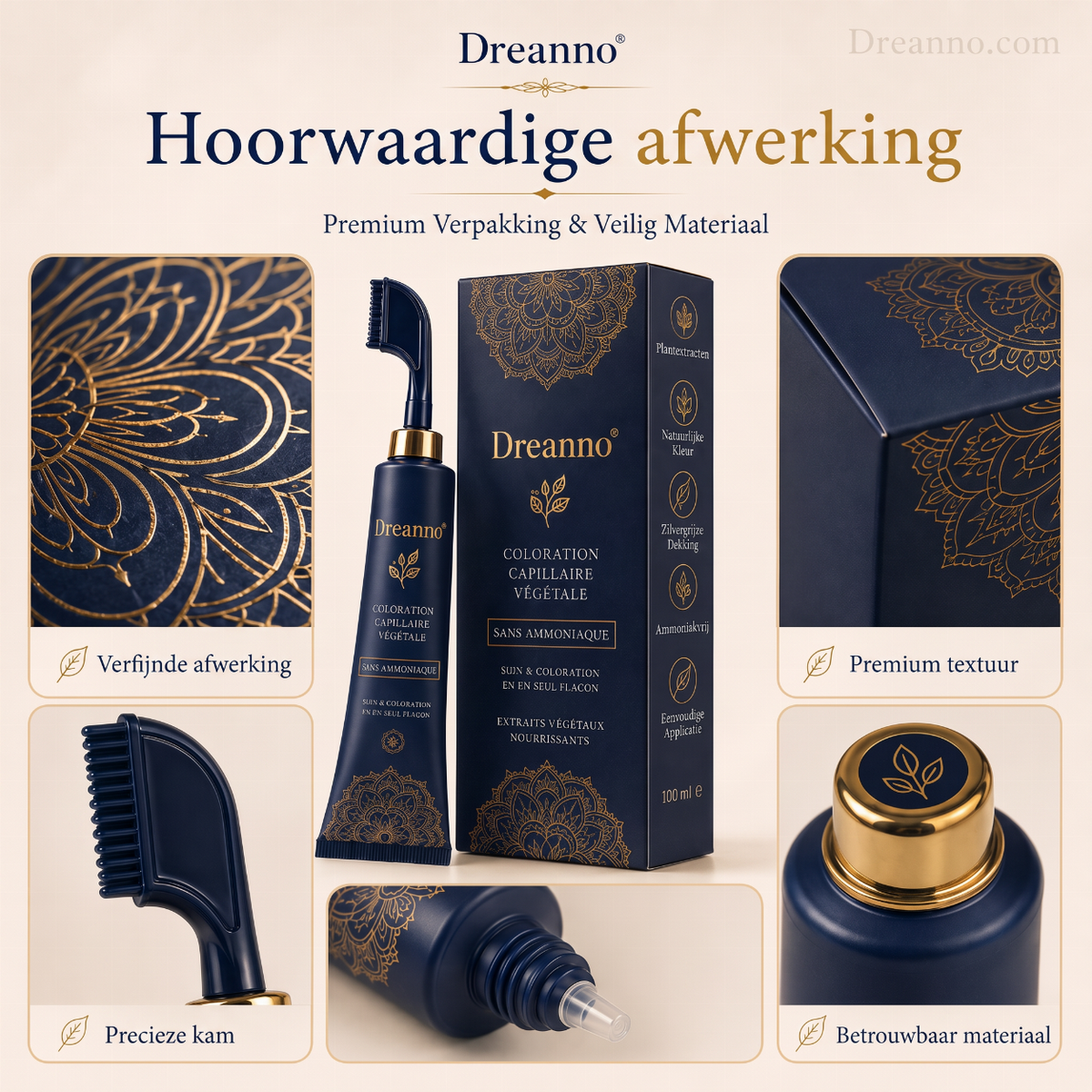 Kruidenhaarkleurkam voor thuisgebruik