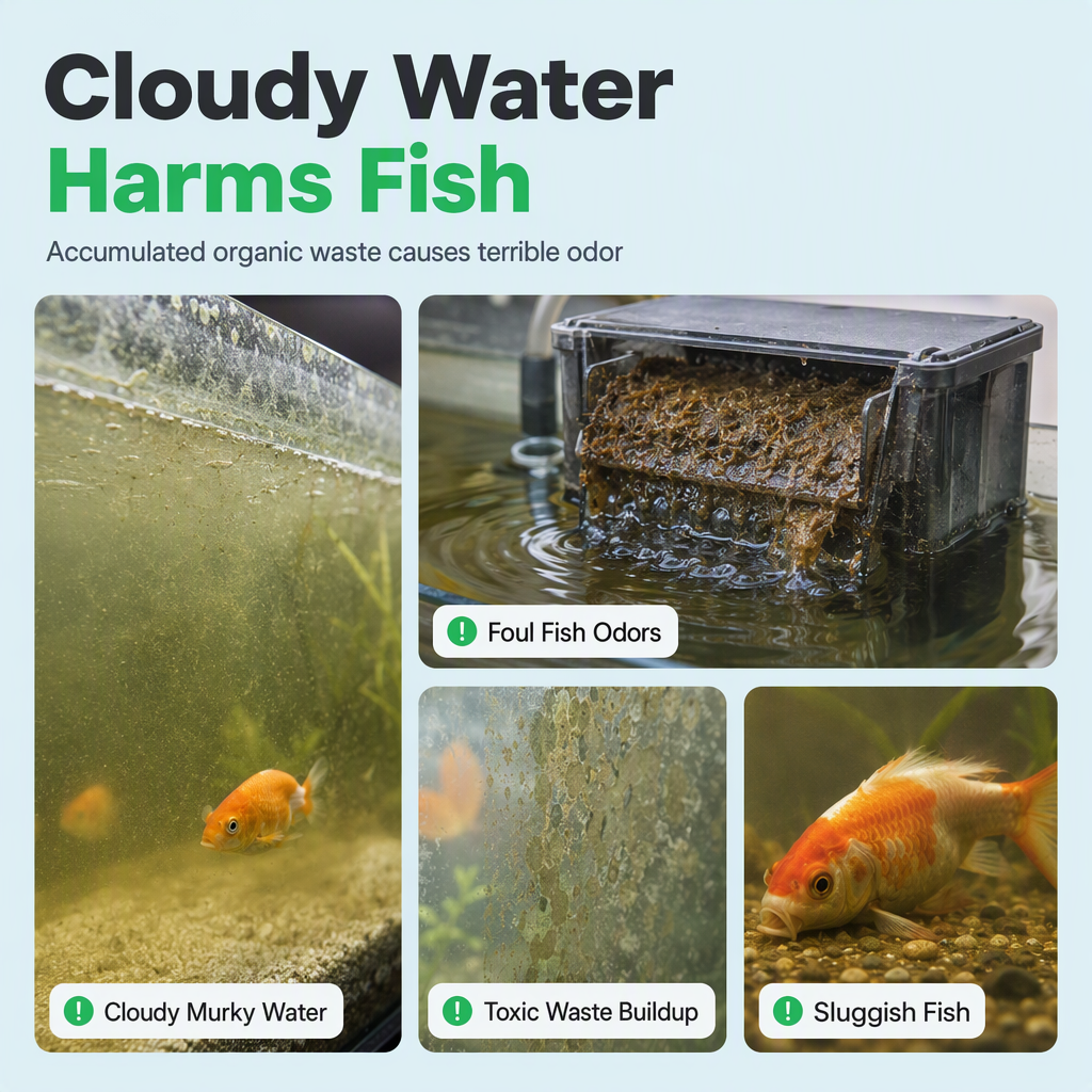 💧 Waarom zweven er nog deeltjes in je aquarium? Dit poreuze koolfilterblok filtert in twee lagen: grof vuil buiten, geuren en opgeloste stoffen binnen.