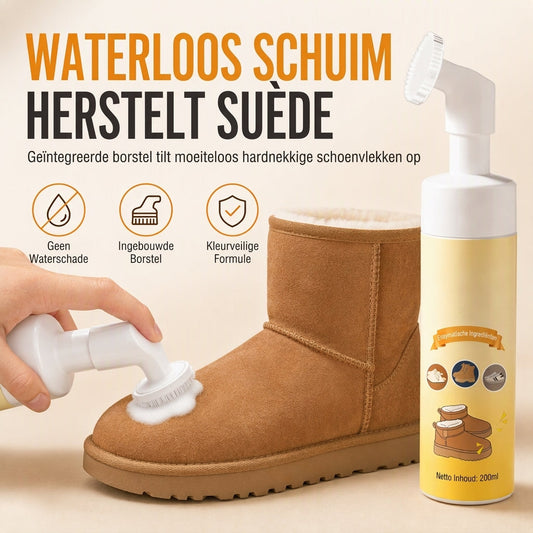 💧 Water maakt suède kapot. Deze droge schuimreiniger niet. Lost olie op, beschermt vezels, incl. siliconenborstel. Voor schoenen & snowboots.