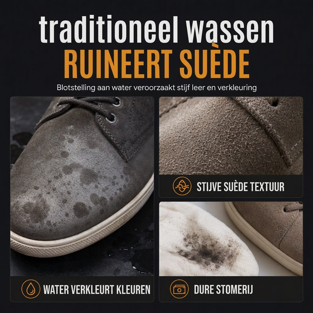 💧 Water maakt suède kapot. Deze droge schuimreiniger niet. Lost olie op, beschermt vezels, incl. siliconenborstel. Voor schoenen & snowboots.