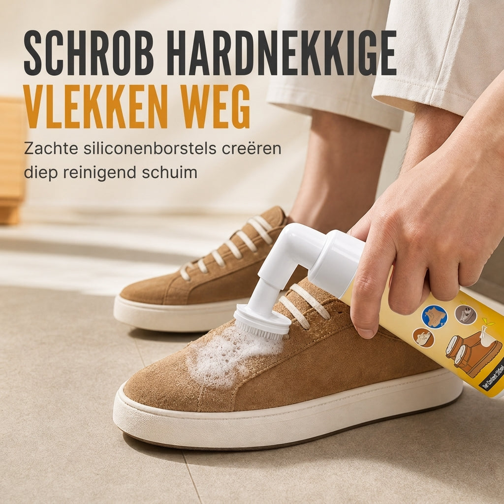 💧 Water maakt suède kapot. Deze droge schuimreiniger niet. Lost olie op, beschermt vezels, incl. siliconenborstel. Voor schoenen & snowboots.