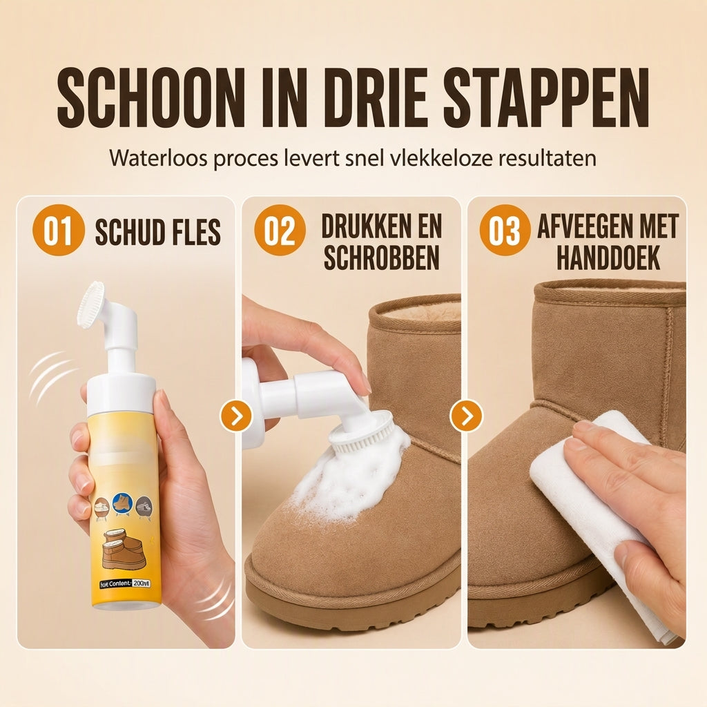 💧 Water maakt suède kapot. Deze droge schuimreiniger niet. Lost olie op, beschermt vezels, incl. siliconenborstel. Voor schoenen & snowboots.
