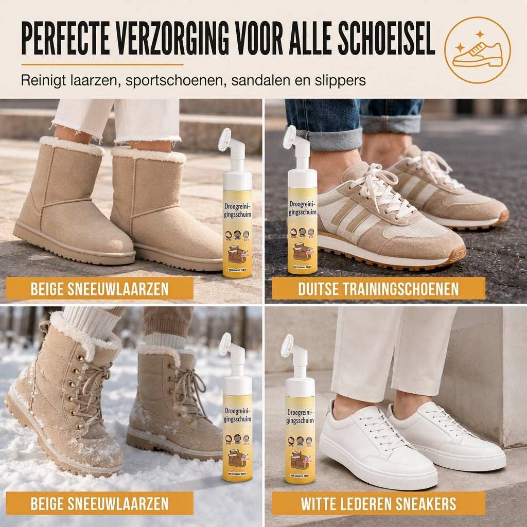 💧 Water maakt suède kapot. Deze droge schuimreiniger niet. Lost olie op, beschermt vezels, incl. siliconenborstel. Voor schoenen & snowboots.