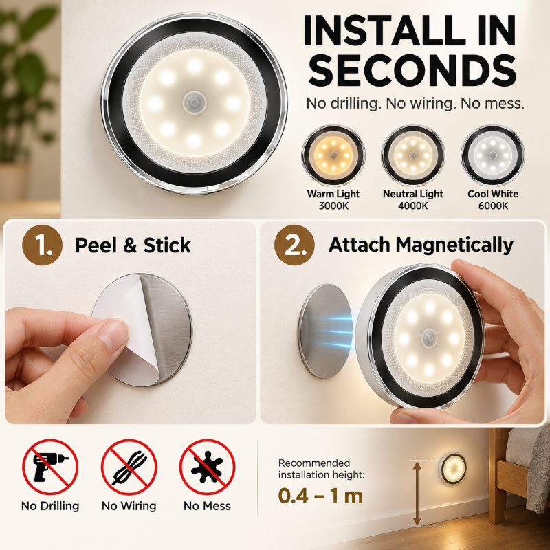 Magnetisch LED-nachtlampje met bewegingssensor