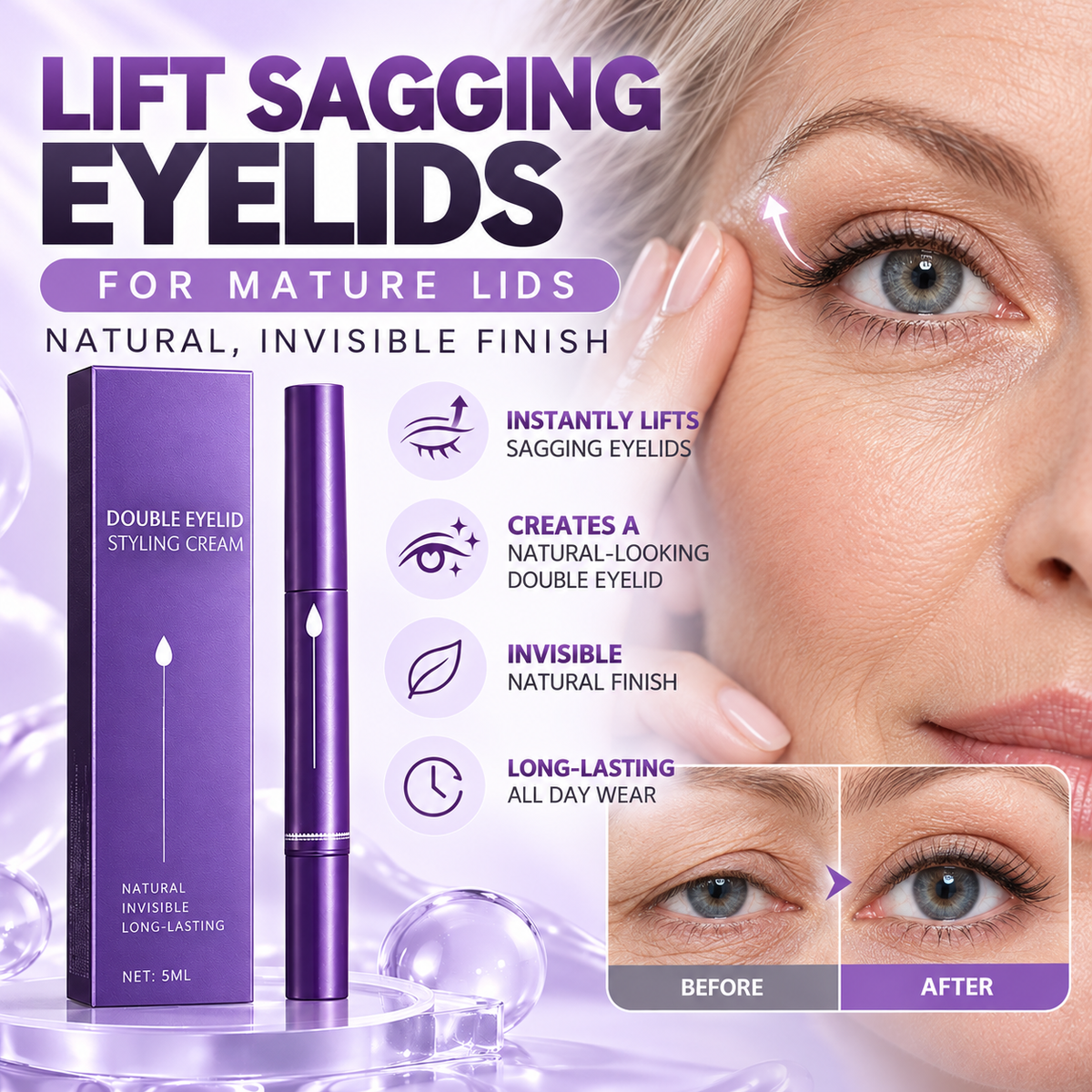 🔥FLASH SALE🔥 Onzichtbare Stylingcrème Pen voor Dubbele Oogleden – Natuurlijke Afwerking, 24U Houdbaar – Verrijkt met Vitamine E – Eenvoudig in 30 Seconden – 5ml! 👁️✨