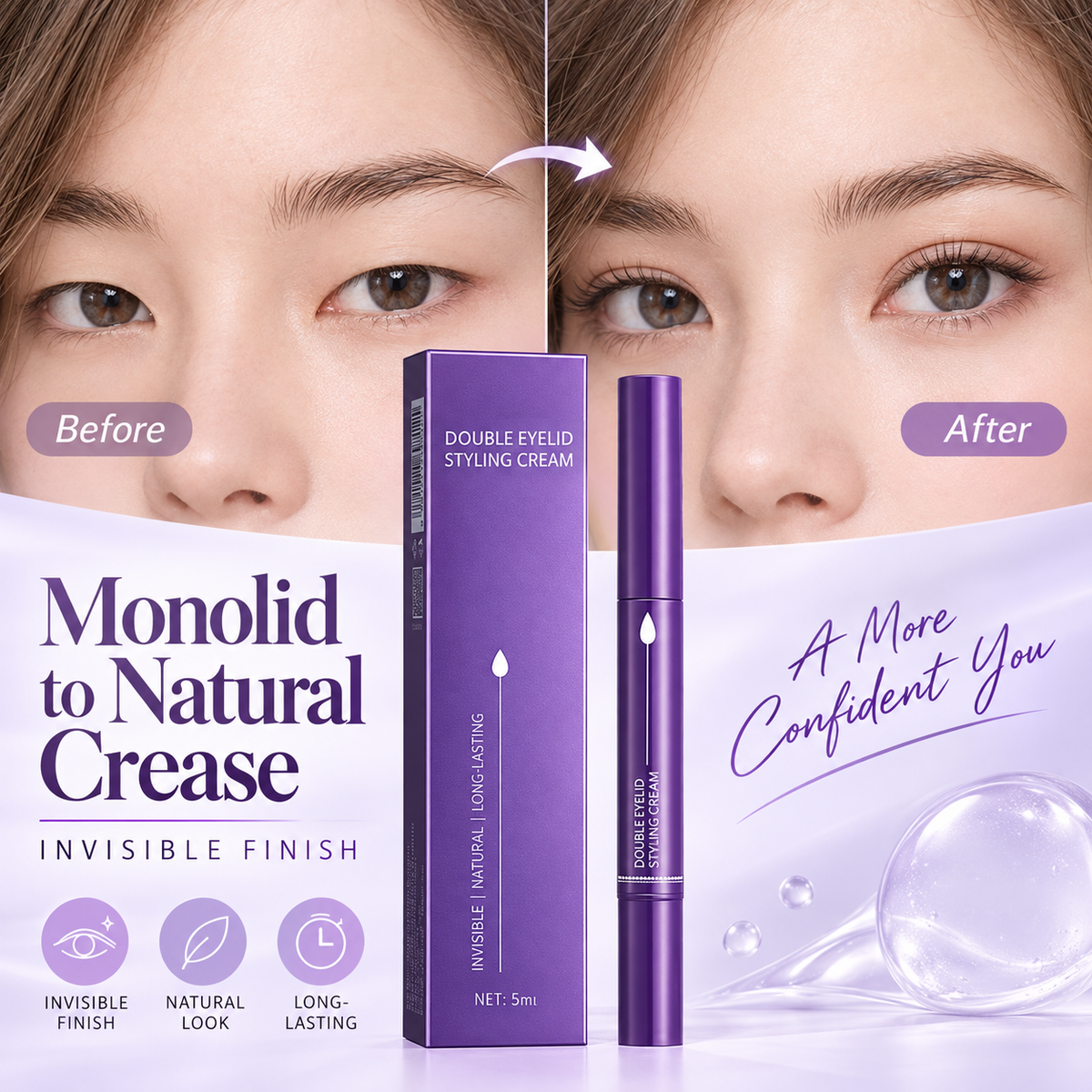 🔥FLASH SALE🔥 Onzichtbare Stylingcrème Pen voor Dubbele Oogleden – Natuurlijke Afwerking, 24U Houdbaar – Verrijkt met Vitamine E – Eenvoudig in 30 Seconden – 5ml! 👁️✨