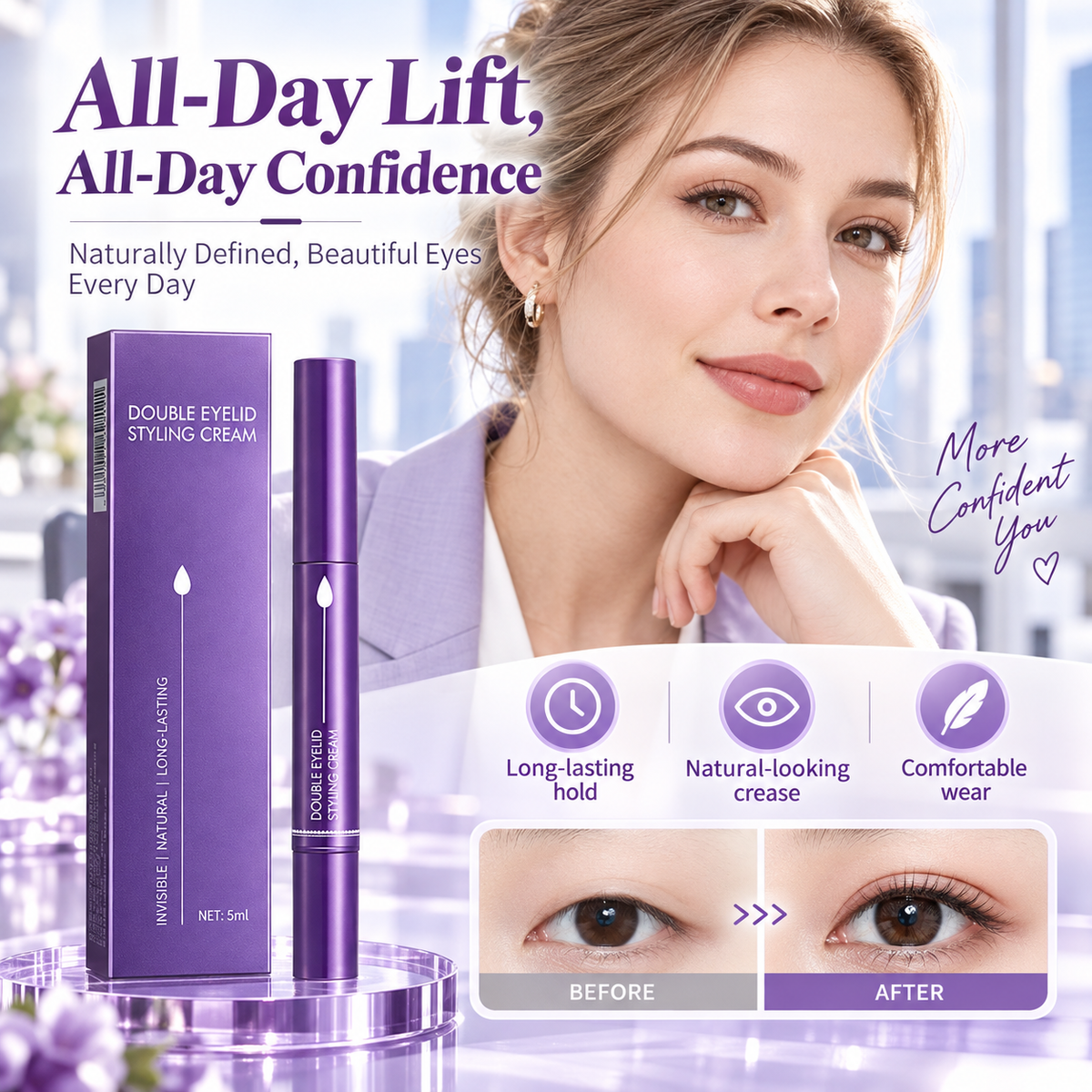 🔥FLASH SALE🔥 Onzichtbare Stylingcrème Pen voor Dubbele Oogleden – Natuurlijke Afwerking, 24U Houdbaar – Verrijkt met Vitamine E – Eenvoudig in 30 Seconden – 5ml! 👁️✨