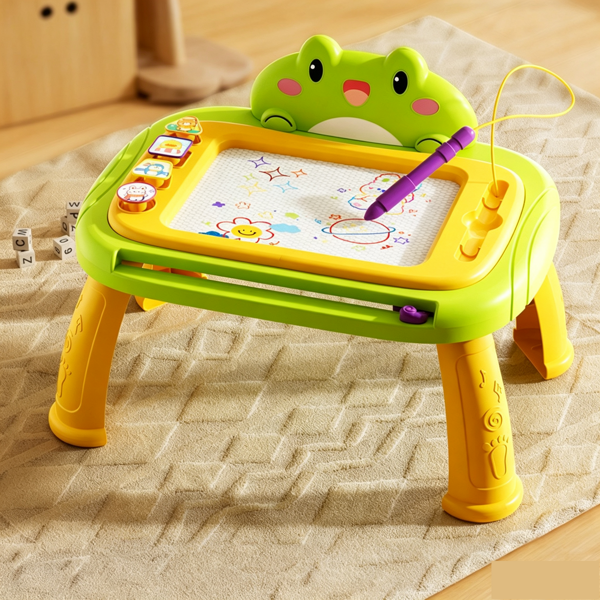 🔥50% korting🎨 Magnetisch Tekentafel voor Kinderen: 4-Kleurig Scherm, Geen Rommel, Ombouwbaar, Veilige Bevestigingskoord