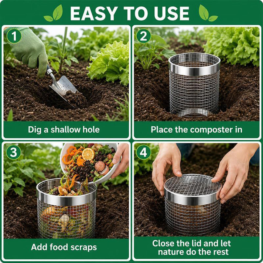 Roestvrijstalen wormencompostbuis voor de tuin