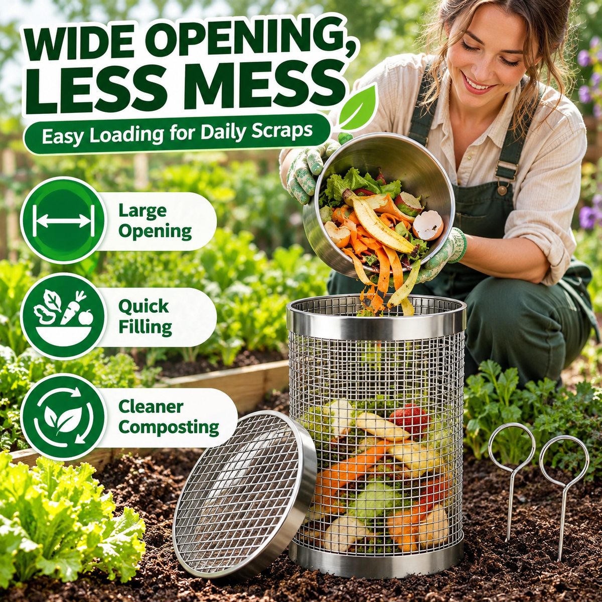 Roestvrijstalen wormencompostbuis voor de tuin