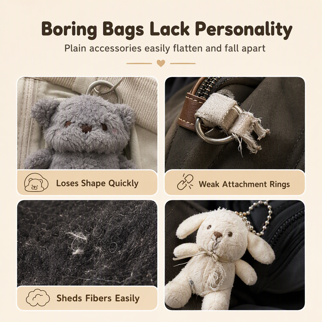 Cute Plush Animal Keychain for Backpacks and Keys