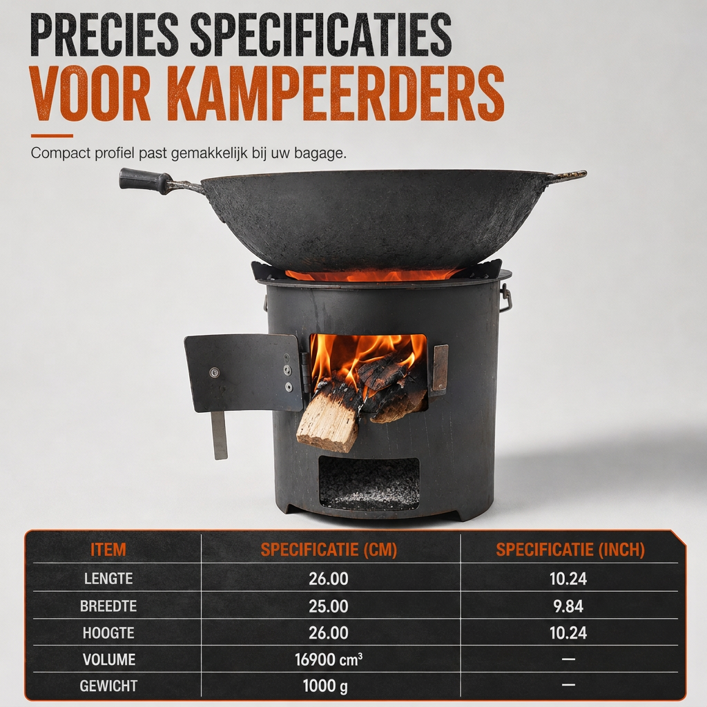 ⏳ Tijdelijke aanbieding⏳ 🎁2026 Nieuw gearriveerd 50% KORTING💥Zware kampeer kachel van koolstofstaal – Hout & Houtskool, Hoge Luchttoevoer, 3-in-1 Kookplaat 🍳