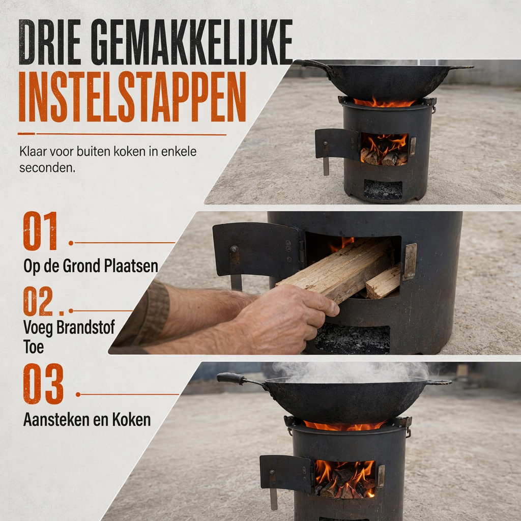 ⏳ Tijdelijke aanbieding⏳ 🎁2026 Nieuw gearriveerd 50% KORTING💥Zware kampeer kachel van koolstofstaal – Hout & Houtskool, Hoge Luchttoevoer, 3-in-1 Kookplaat 🍳