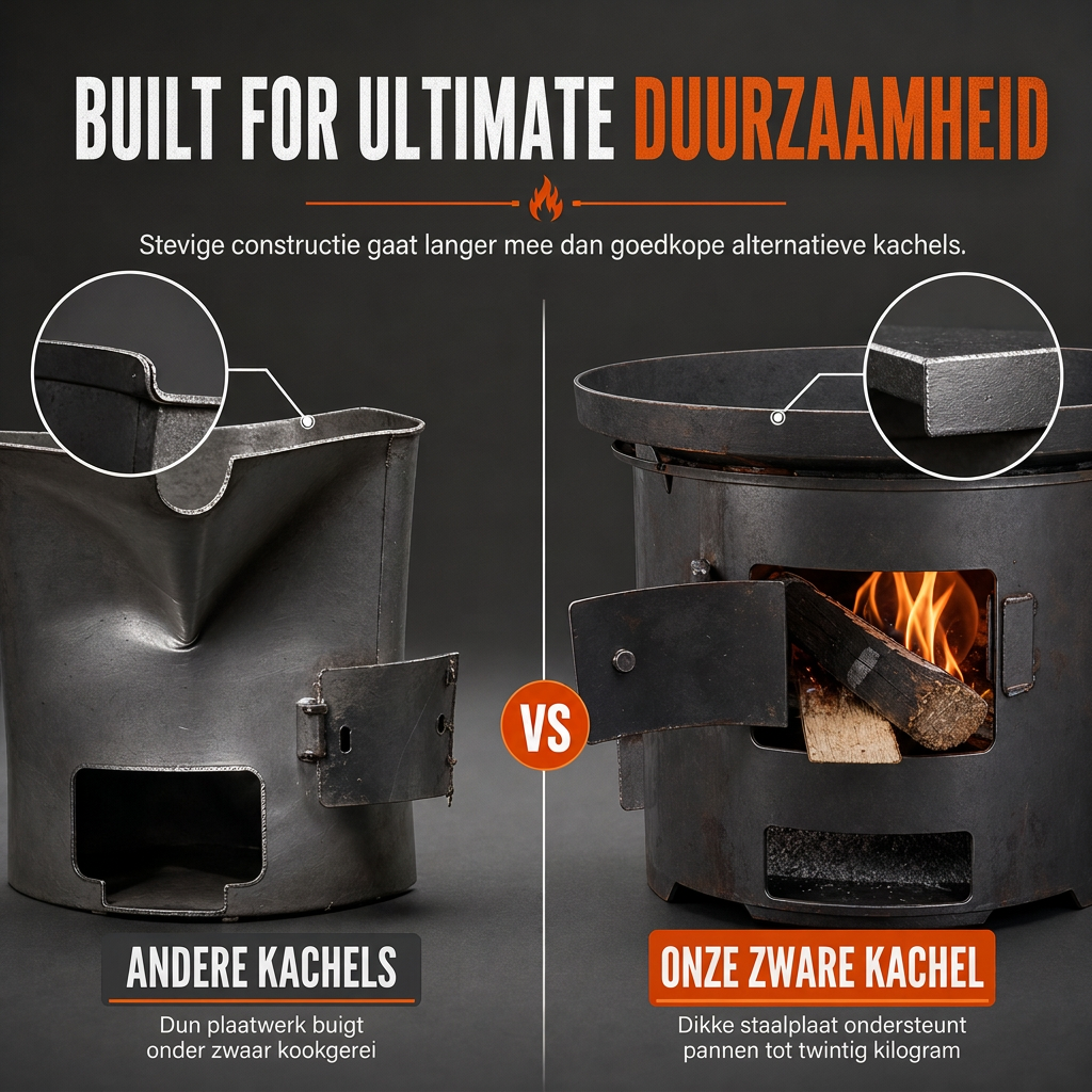 ⏳ Tijdelijke aanbieding⏳ 🎁2026 Nieuw gearriveerd 50% KORTING💥Zware kampeer kachel van koolstofstaal – Hout & Houtskool, Hoge Luchttoevoer, 3-in-1 Kookplaat 🍳