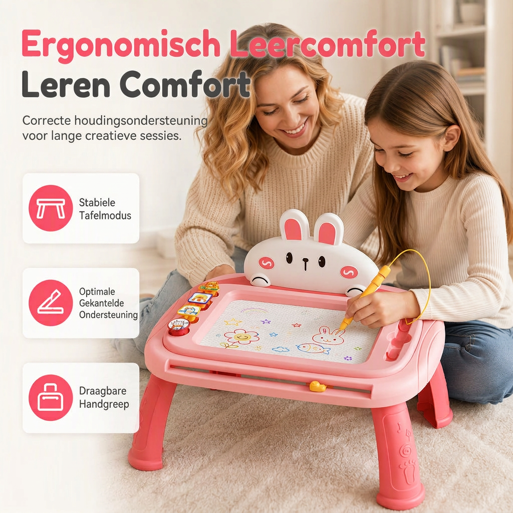 🔥50% korting🎨 Magnetisch Tekentafel voor Kinderen: 4-Kleurig Scherm, Geen Rommel, Ombouwbaar, Veilige Bevestigingskoord