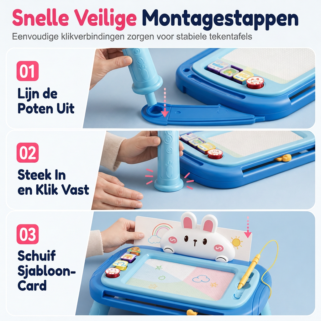 🔥50% korting🎨 Magnetisch Tekentafel voor Kinderen: 4-Kleurig Scherm, Geen Rommel, Ombouwbaar, Veilige Bevestigingskoord