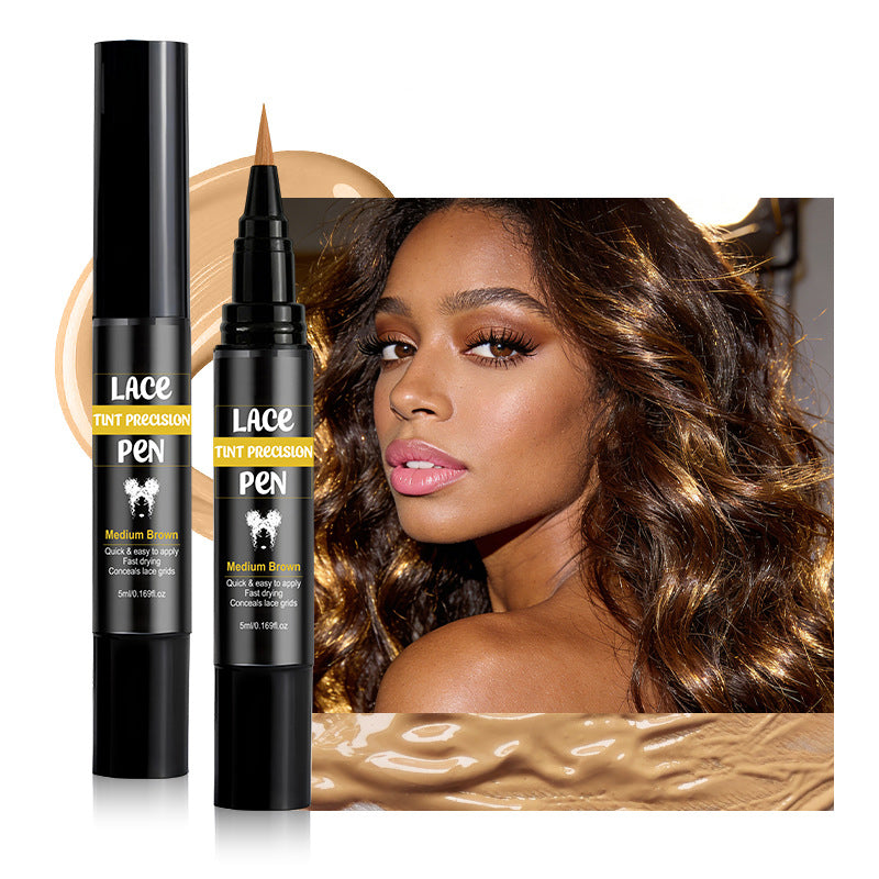 ✨Nu 50% Korting! Lace Tint Hoofdhuid Tint Pen – Directe Lace Knoop Smeltpen, Zweetbestendige Haarlijn Tint voor Pruiken, Natuurlijke Hoofdhuid Look voor Lace Front Pruiken