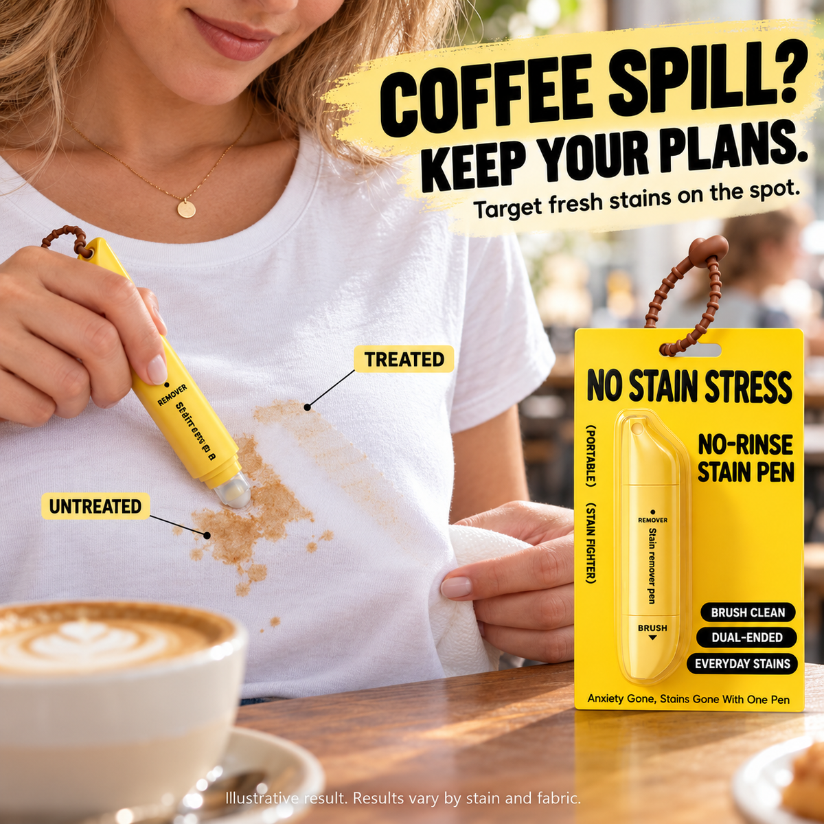 ⏰50% KORTING – LAATSTE KANS⏰ Draagbare Dubbelkoppige Vlekverwijderaar Pen – Rollerbal & Borstel, Watervrij – Verwijdert Make-up, Vet, Koffie & Wijn – 15ml! 🔥