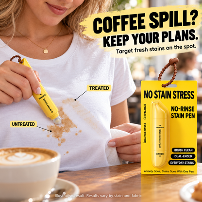 ⏰50% KORTING – LAATSTE KANS⏰ Draagbare Dubbelkoppige Vlekverwijderaar Pen – Rollerbal & Borstel, Watervrij – Verwijdert Make-up, Vet, Koffie & Wijn – 15ml! 🔥