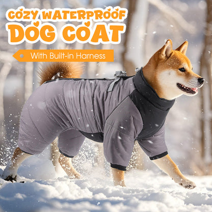 Cozy Waterproof Dog Coat With Built-in Harness