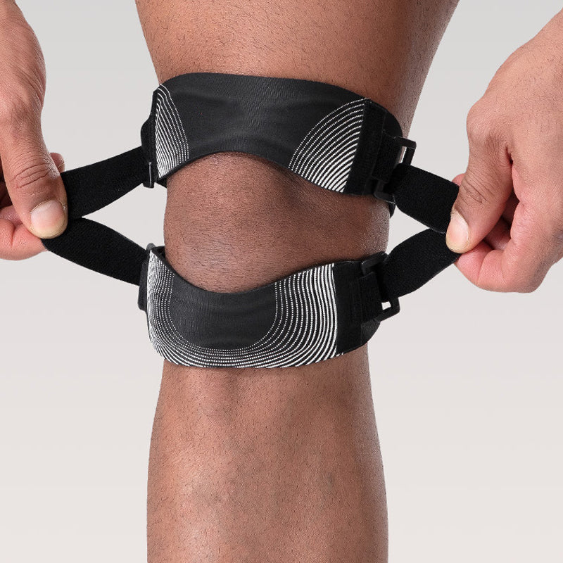 Verstelbare patella knieband met dubbele banden en siliconen pads Open ontwerp met instelbare sluitingen In zwart grijs roze of blauw 1 stuk