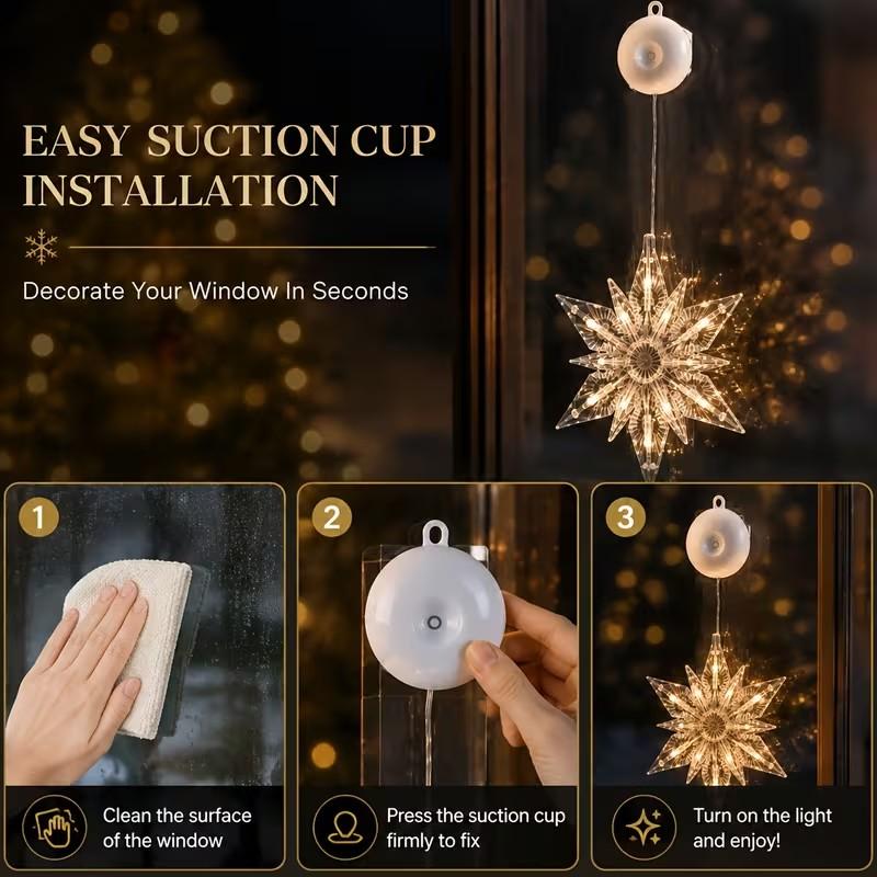🎄 Kerstraamverlichting met Zuignappen