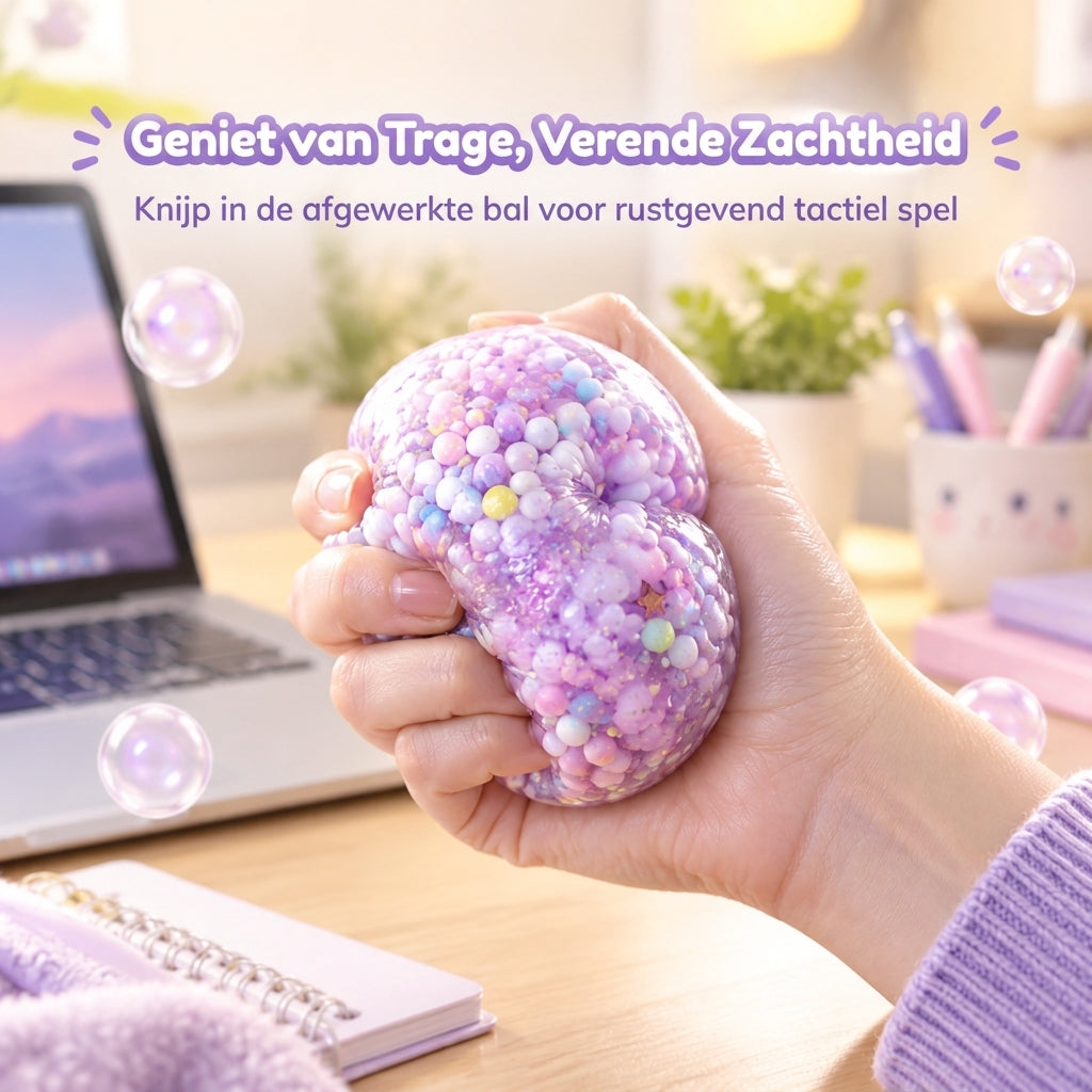 🎁 Het leukste DIY-cadeau: zelf een knijpbal maken met klei en glitter. Lekvrij, herbruikbaar en zonder plakkerige tafel – uren knijpplezier voor kinderen vanaf 6 jaar.