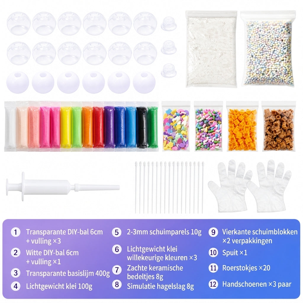 🎁 Het leukste DIY-cadeau: zelf een knijpbal maken met klei en glitter. Lekvrij, herbruikbaar en zonder plakkerige tafel – uren knijpplezier voor kinderen vanaf 6 jaar.
