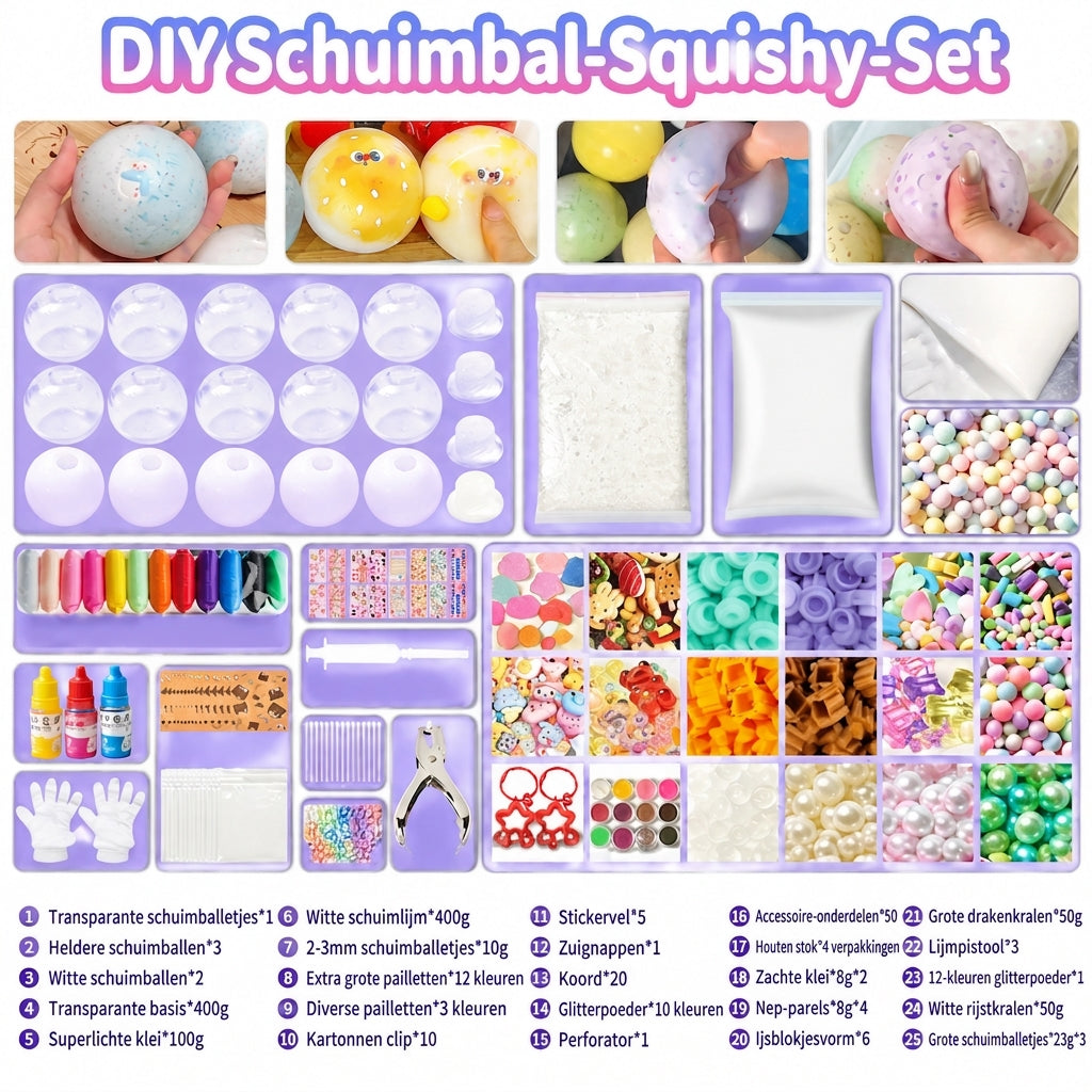 🎁 Het leukste DIY-cadeau: zelf een knijpbal maken met klei en glitter. Lekvrij, herbruikbaar en zonder plakkerige tafel – uren knijpplezier voor kinderen vanaf 6 jaar.