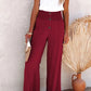 Linnenmix gesmokte broek met hoge taille