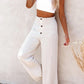 Linnenmix gesmokte broek met hoge taille