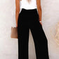 Linnenmix gesmokte broek met hoge taille