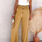 Linnenmix gesmokte broek met hoge taille