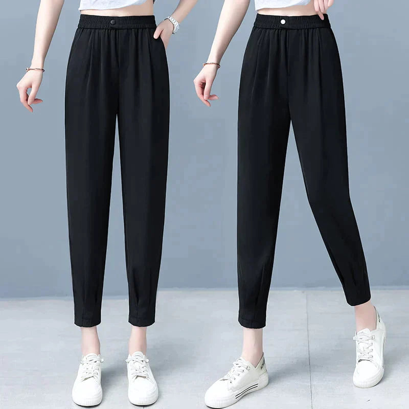 Ademende rechte broek met stretch voor dames (48% Korting)