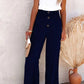 Linnenmix gesmokte broek met hoge taille