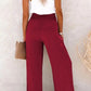 Linnenmix gesmokte broek met hoge taille