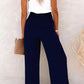 Linnenmix gesmokte broek met hoge taille